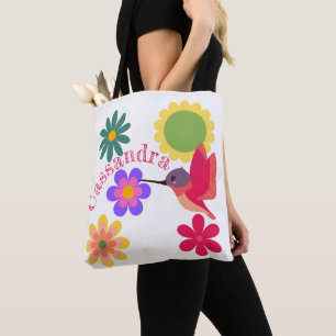 Tote Bag Colibri et fleurs personnalisés