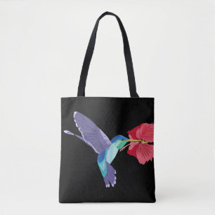 Tote Bag Colibri et Hibiscus rouge coloré