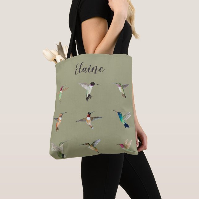 Tote Bag Colibri nord-américain vert personnalisé (De près)