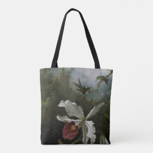 Tote Bag Colibris et Orchidée blanche de Martin J. Heade