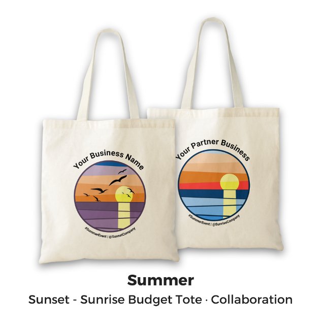 Tote Bag Collaboration Promo Sunset/Sunrise de marque doubl (Dual Brand Sunset/Sunrise Promo Collaboration Tote Bag)