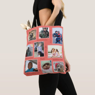 Tote Bag Collage à la mode moderne de corail de 18 photos