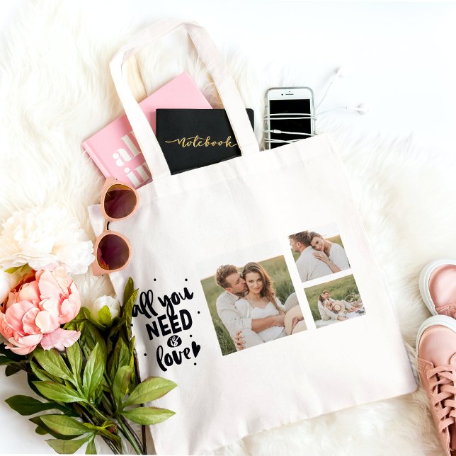 Tote Bag Collage Couple Photo & Tout Ce Dont Vous Avez Beso (Créateur téléchargé)