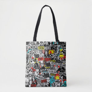 Tote Bag Collage d'autocollants de cinéma classique rétro -