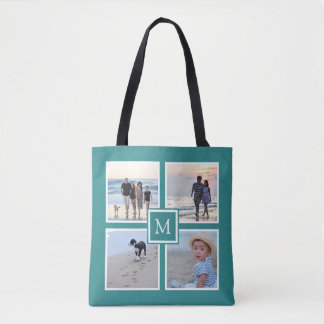 Tote Bag Collage de 4 photos personnalisé Monogramme Sarcel