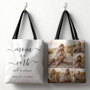Tote Bag Collage de photos de famille Mom Is a Verb Souveni