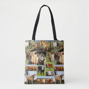 Tote Bag Collage de photos de vache,