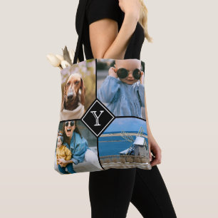 Tote Bag Collage de photos, Monogramme initial Choses favor