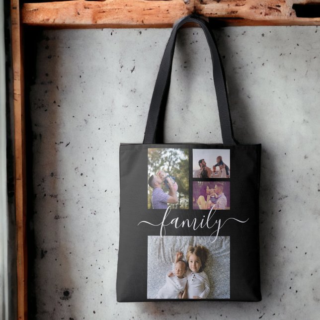 Tote Bag Collage de photos Unique Personnalisé 4 Famille de (Photo Collage Unique Personalized 4 Photo Family Tote Bag from Ricaso. Great photo gift ideas.)