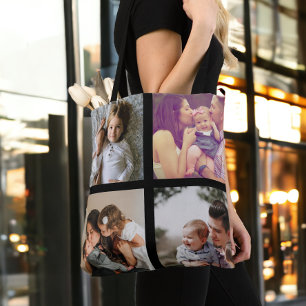 Tote Bag Collage de photos Unique Personnalisé 8 Photos