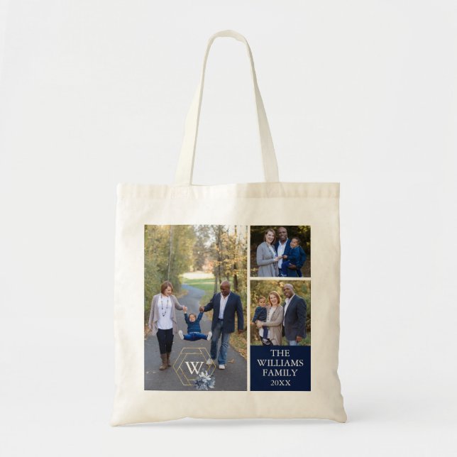 Tote Bag Collage décoré d'un monogramme personnalisé de (Devant)