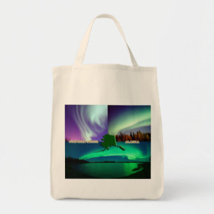 Tote Bag Collage des aurores boréales de l'Alaska