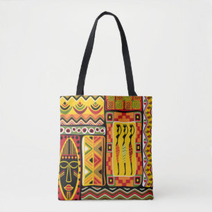 Tote Bag Collage d'impression couleur Motif africain