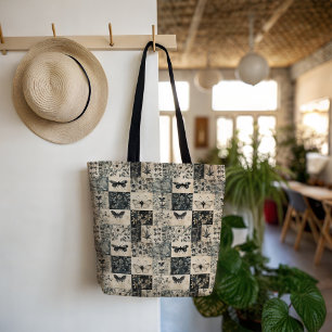 Tote Bag Collage Halloween Moth vintage et Grunge Botanique