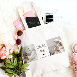 Tote Bag Collage moderne Photo Love You Mom Best Gift