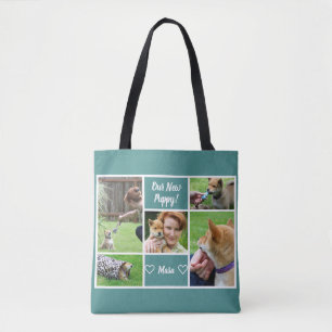 Tote Bag Collage personnalisé de 5 photos pour animaux de