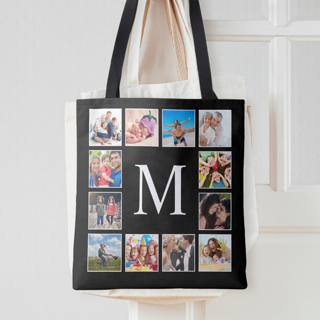 Tote Bag Collage photo de famille personnalisée Noir person (Créateur téléchargé)