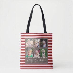 Tote Bag Collage photo de Nana's Blessings Red & White Stri
