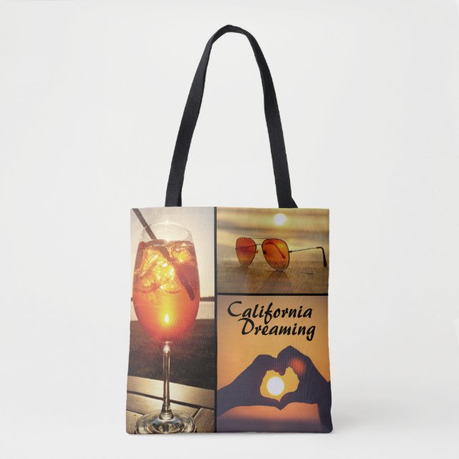 Tote Bag Collage photo du coucher de soleil de vacances (Devant)