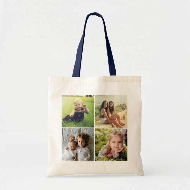 Tote Bag Collage photo personnalisé de quatre photos (Devant)