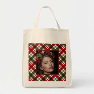 Tote Bag Collage photo rouge et bleu rustique