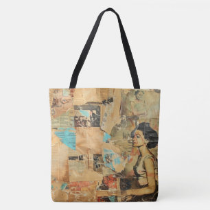 Tote Bag Collage rustique Vintage de journaux (8)