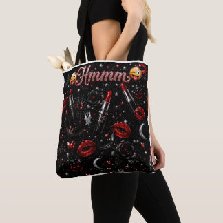 Tote Bag Collants Hmmm Red Lipstick Gothic Glam Halloween