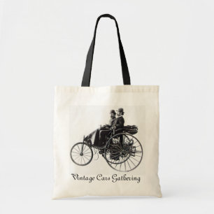 Tote Bag Collecte de voitures anciennes, noir et blanc
