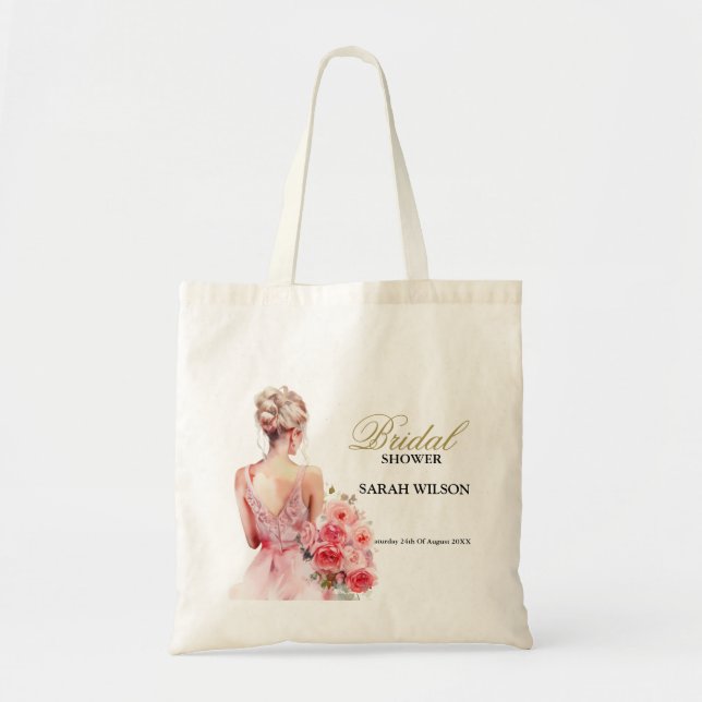 Tote Bag Collection de Mariage d'aquarelle Rose Floral (Devant)