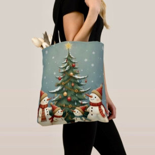 Tote Bag Collection de Noël de famille de bonhomme de neige