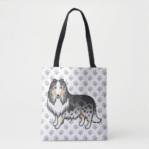 Tote Bag Colley Rough Blue Merle Mignon Chien de Dessin Ani