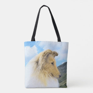 Tote Bag Collie en Montagne (Rough) Peinture - Chien Art