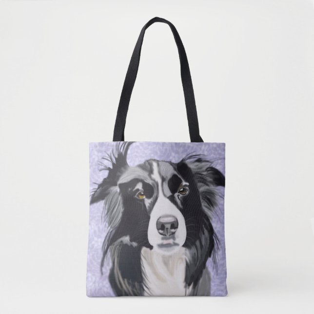 Tote Bag Collie frontière noire et blanche (Devant)