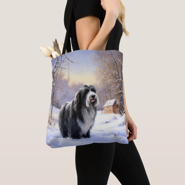 Tote Bag Collie Laisser Il Neige Noël (De près)