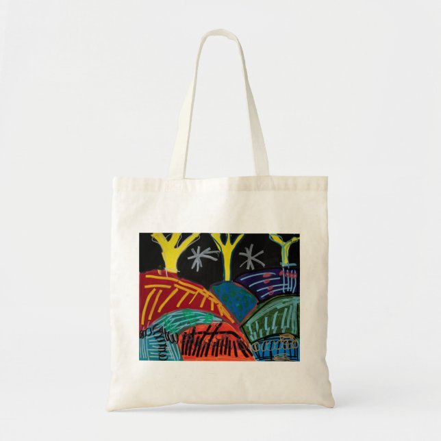 Tote Bag Collines et arbres de nuit (avec le posca) par (Devant)