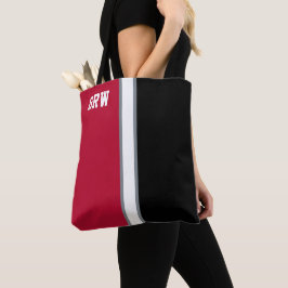 Tote Bag Colonnes de collège Monogramme rouge et noir