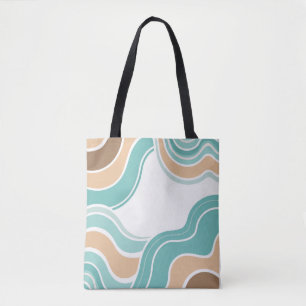 Tote Bag Coloré abstrait ondulé bleu orange brun
