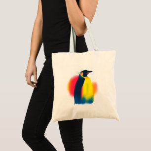 Tote Bag Coloré Abstrait Spray Peinture Penguin Silhouette