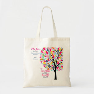 Tote Bag Coloré enseignant arbre classe cadeau retraite