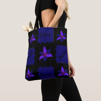 Tote Bag Coloré Floral Live Love Laugh Dance Fourre-tout