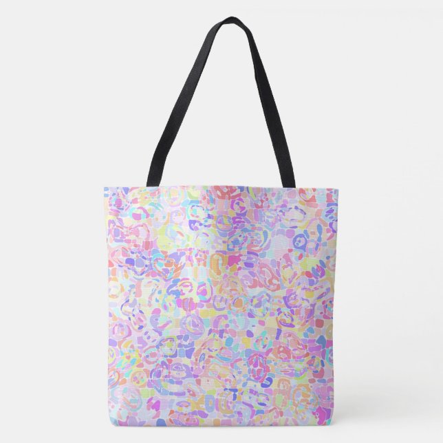 Tote Bag Coloré Pastel Rainbow Quirky Boho Blob Mosaic (Devant)