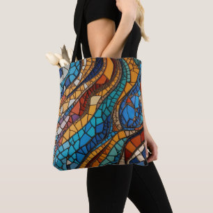 Tote Bag Coloré Vitrage Mosaïque Abstraction