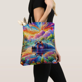 Tote Bag Colorful Hippo 