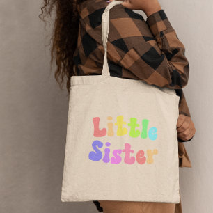 Tote Bag Colorful Retro Font Little Sister