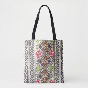 Tote Bag Colorful Thailand style rug surface close up vinta