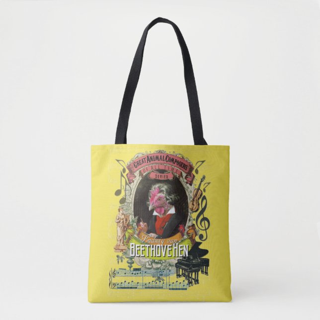 Tote Bag Compositeur animal Beethoven de poule drôle de (Devant)