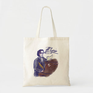Tote Bag Compositeur Classique Chopin Art Piano Vintage