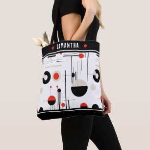 Tote Bag Composition des formes géométriques noires et roug