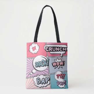 Tote Bag concept créatif Abstrait comic pop art style blan