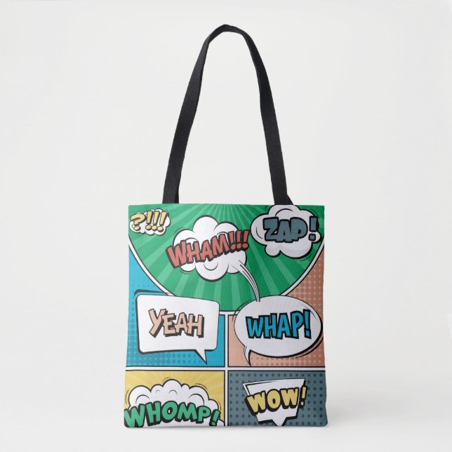Tote Bag concept créatif Abstrait comic pop art style blan (Devant)